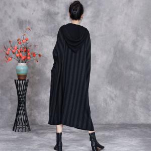 City Chic Vertical Striped Hooded Sweater Dress