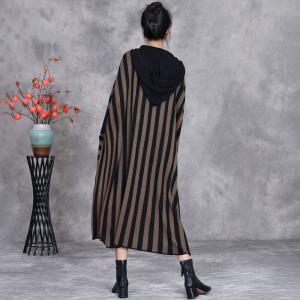 City Chic Vertical Striped Hooded Sweater Dress