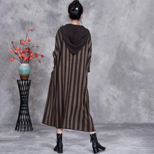 City Chic Vertical Striped Hooded Sweater Dress