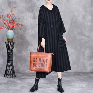 City Chic Vertical Striped Hooded Sweater Dress