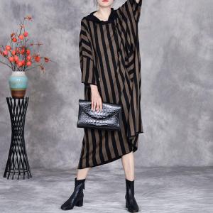 City Chic Vertical Striped Hooded Sweater Dress
