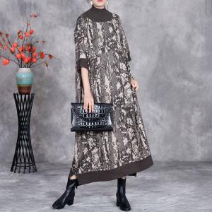 Abstract Patterns High Collar Knitted Caftan Dress