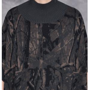 Abstract Patterns High Collar Knitted Caftan Dress