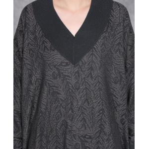 Long Sleeves Loose V-Neck Fine Knit Dress
