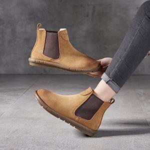 Comfy Suede Leather Flat Chelsea Boots