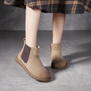 Comfy Suede Leather Flat Chelsea Boots