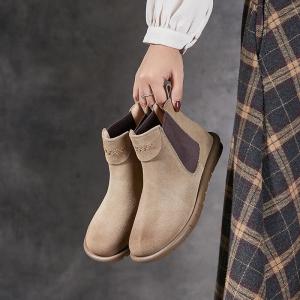 Comfy Suede Leather Flat Chelsea Boots