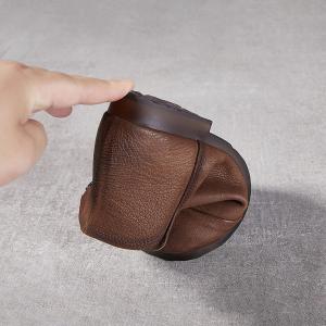 Wide Toed Side Zip Cowhide Leather Comfy Booties