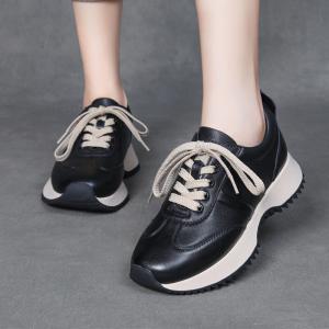 Street Style Leather Antislip Agan Sneakers for Women