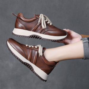 Street Style Leather Antislip Agan Sneakers for Women