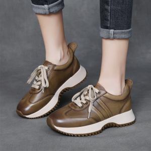 Street Style Leather Antislip Agan Sneakers for Women