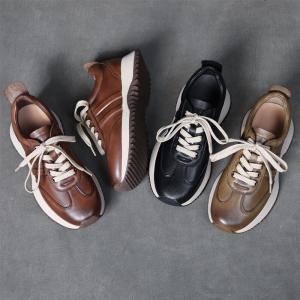 Street Style Leather Antislip Agan Sneakers for Women