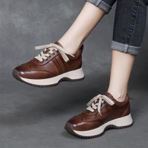 Street Style Leather Antislip Agan Sneakers for Women