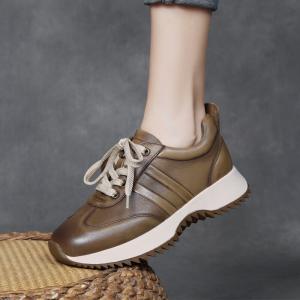 Street Style Leather Antislip Agan Sneakers for Women