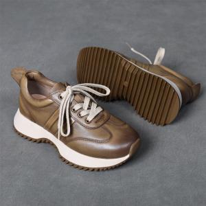 Street Style Leather Antislip Agan Sneakers for Women