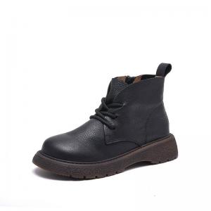 Low Heels Leather Tied Ankle Martin Boots