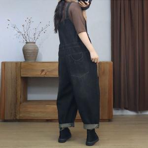 Red Patchwork Baggy Womens Bib Overalls