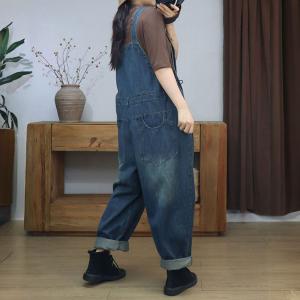 Red Patchwork Baggy Womens Bib Overalls