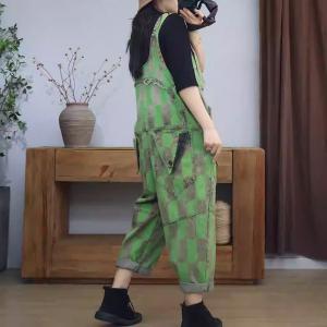 Unique Pockets Floral and Geometric Patterned 90s Overalls