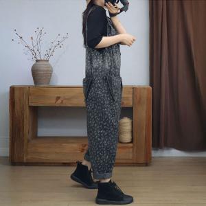 Unique Pockets Floral and Geometric Patterned 90s Overalls