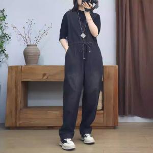 V-Neck Tied Waist Sleeveless Jumpsuits
