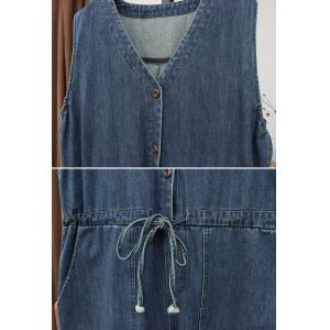 V-Neck Tied Waist Sleeveless Jumpsuits