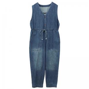 V-Neck Tied Waist Sleeveless Jumpsuits