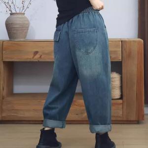 Casual Comfy Cotton Drawstring Waist Jeans
