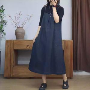 Loose-Fitting Denim A-Line Slip Dress