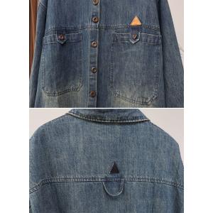 Polo Neck Oversized Midi Jean Jacket