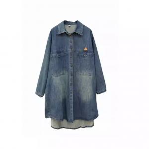 Polo Neck Oversized Midi Jean Jacket