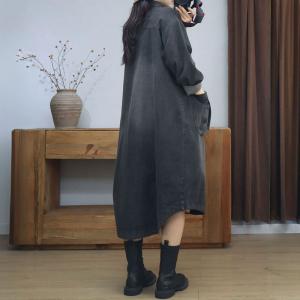 Front Pocket Large Size Long Denim Jacket