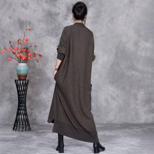 Neck Tie Loose Cashmere Midi Knitted Dress