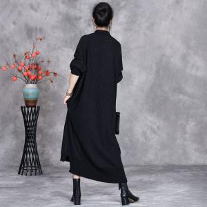 Neck Tie Loose Cashmere Midi Knitted Dress