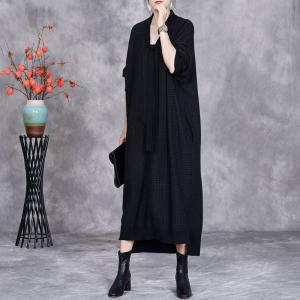 Neck Tie Loose Cashmere Midi Knitted Dress