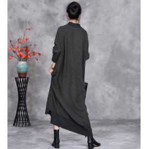 Neck Tie Loose Cashmere Midi Knitted Dress