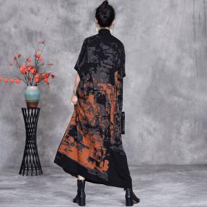 Abstract Patterned High Collar Sweater Dress