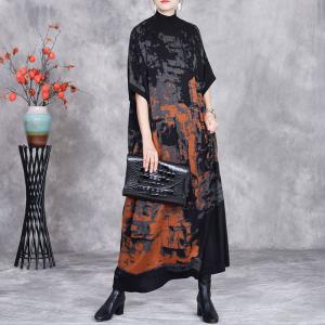 Abstract Patterned High Collar Sweater Dress