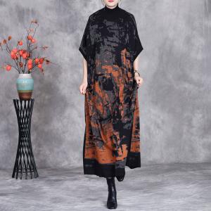 Abstract Patterned High Collar Sweater Dress