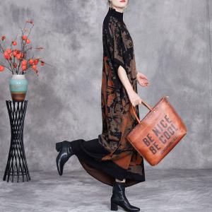 Abstract Patterned High Collar Sweater Dress