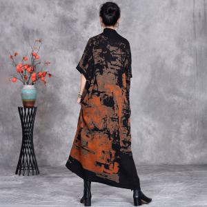Abstract Patterned High Collar Sweater Dress