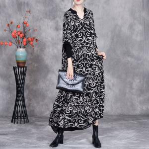Sweetheart Neck Totem Printed Fall Dress