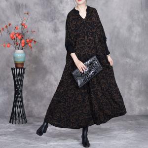 Sweetheart Neck Totem Printed Fall Dress