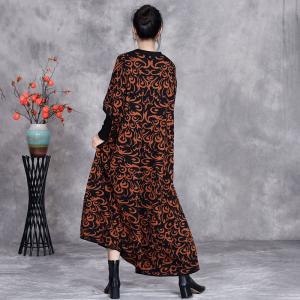 Sweetheart Neck Totem Printed Fall Dress