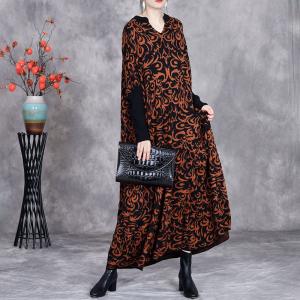 Sweetheart Neck Totem Printed Fall Dress