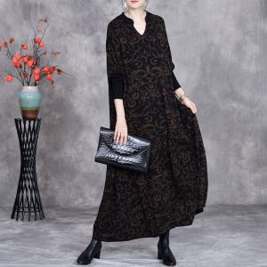 Sweetheart Neck Totem Printed Fall Dress
