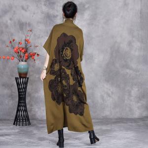 Huge Flowers Half Sleeves Comfy Jersey Dress