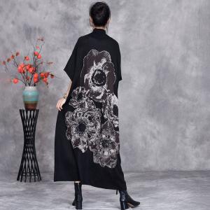 Huge Flowers Half Sleeves Comfy Jersey Dress
