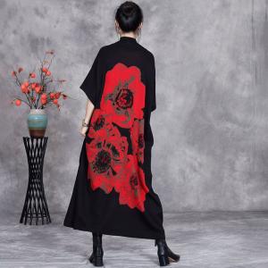 Huge Flowers Half Sleeves Comfy Jersey Dress