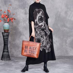 Huge Flowers Half Sleeves Comfy Jersey Dress